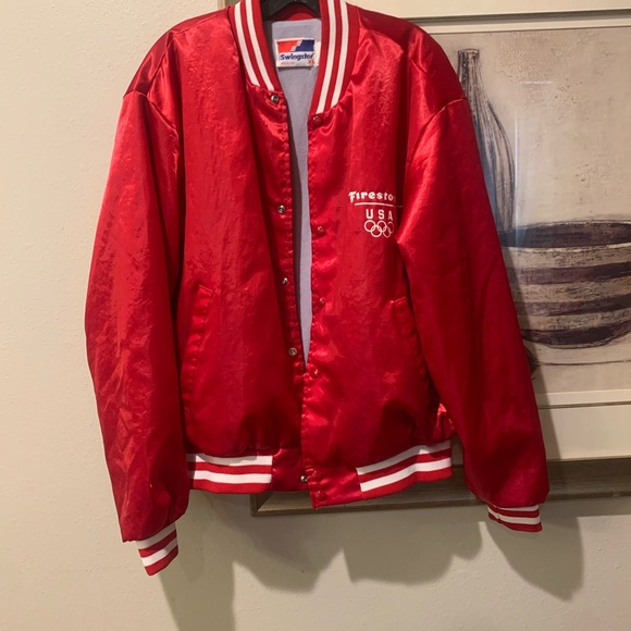 swingster Other - Vintage Made in the USA Firestone Red Bomber Jacket